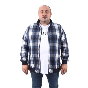 Moc Grande 22219 Indigo Büyük Beden Dik Yaka Oduncu Erkek Sweatshirt