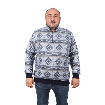 Moc Grande 22220 Lacivert Oduncu Polo Yaka Fermuarlı Erkek Sweatshirt