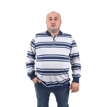 Moc Grande 22404 Gri Büyük Beden Polo Yaka Erkek Sweatshirt