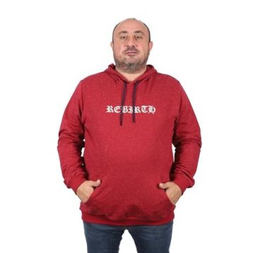 Moc Grande 22701 Bordo Büyük Beden Rebirth Kapüşonlu Erkek Sweatshirt