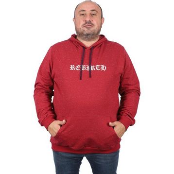 Moc Grande 22701 Bordo Büyük Beden Rebirth Kapüşonlu Erkek Sweatshirt