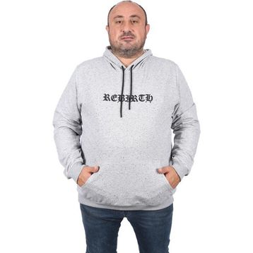 Moc Grande 22701 Gri Büyük Beden Rebirth Kapüşonlu Erkek Sweatshirt
