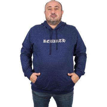 Moc Grande 22701 Lacivert Büyük Beden Rebirth Kapüşonlu Erkek Sweatshirt