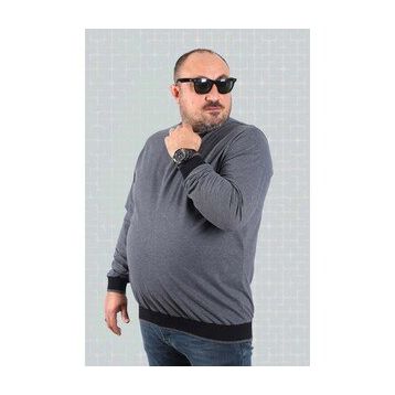 Moc Grande 22729 Antrasit Büyük Beden Uzun Kol Erkek T-Shirt