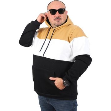 Moc Grande 22736 Vizon Büyük Beden Parçalı Kapüşonlu Erkek Sweatshirt