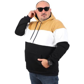 Moc Grande 22736 Vizon Büyük Beden Parçalı Kapüşonlu Erkek Sweatshirt
