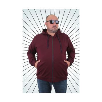 Moc Grande 22751 Mürdüm Kapüşonlu Fermuarlı Erkek Sweatshirt