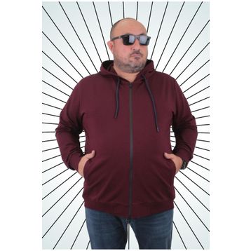 Moc Grande 22751 Mürdüm Kapüşonlu Fermuarlı Erkek Sweatshirt