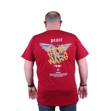 Moc Grande 23100 Peace Büyük Beden Bordo Erkek T-shirt