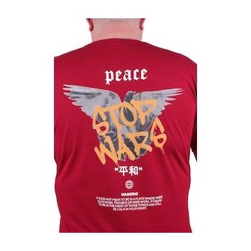 Moc Grande 23100 Peace Büyük Beden Bordo Erkek T-shirt