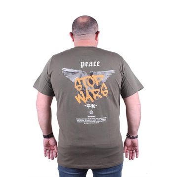 Moc Grande 23100 Peace Büyük Beden Haki Erkek T-shirt