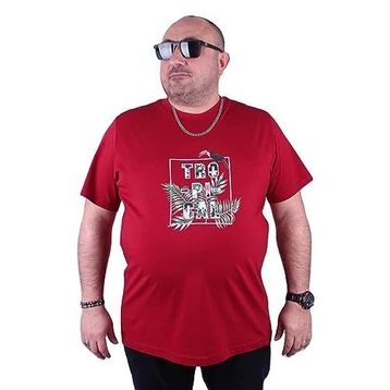 Moc Grande 23114 Tropical Büyük Beden Bordo Erkek T-shirt