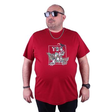 Moc Grande 23114 Tropical Büyük Beden Bordo Erkek T-shirt