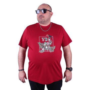 Moc Grande 23114 Tropical Büyük Beden Bordo Erkek T-shirt