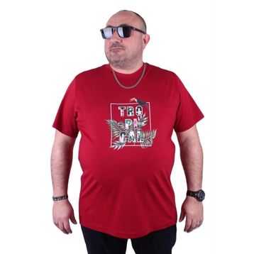 Moc Grande 23114 Tropical Büyük Beden Bordo Erkek T-shirt