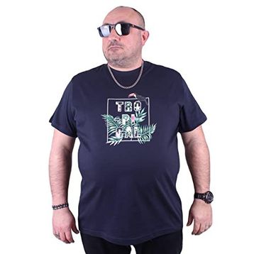 Moc Grande 23114 Tropical Büyük Beden Lacivert Erkek T-shirt