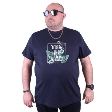Moc Grande 23114 Tropical Büyük Beden Lacivert Erkek T-shirt