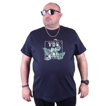 Moc Grande 23114 Tropical Büyük Beden Lacivert Erkek T-shirt