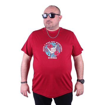 Moc Grande 23119 Sıfır Yaka Summer Bordo Erkek T-shirt