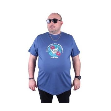 Moc Grande 23119 Summer Büyük Beden İndigo Erkek T-shirt