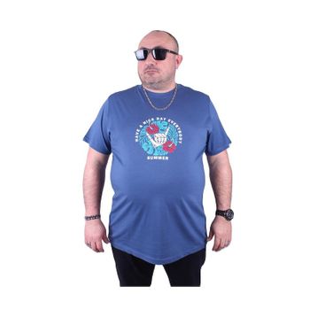Moc Grande 23119 Summer Büyük Beden İndigo Erkek T-shirt