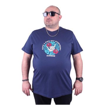 Moc Grande 23119 Summer Büyük Beden Marin Erkek T-shirt