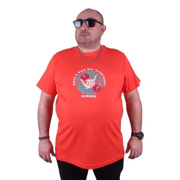 Moc Grande 23119 Summer Büyük Beden Nar Çiçeği Erkek T-shirt