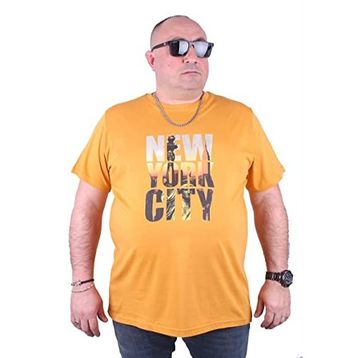 Moc Grande 23125 New York City Büyük Beden Hardal Erkek T-shirt