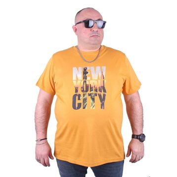 Moc Grande 23125 New York City Büyük Beden Hardal Erkek T-shirt