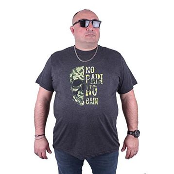 Moc Grande 23126 No Gain Büyük Beden Antrasit Melanj Erkek T-shirt