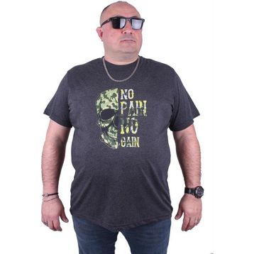 Moc Grande 23126 No Gain Büyük Beden Antrasit Melanj Erkek T-shirt