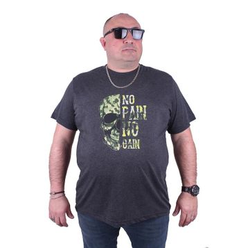 Moc Grande 23126 No Gain Büyük Beden Antrasit Melanj Erkek T-shirt