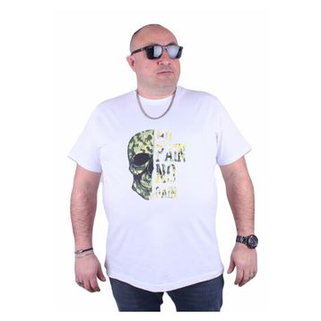 Moc Grande 23126 No Gain Büyük Beden Beyaz Erkek T-shirt