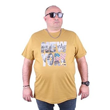 Moc Grande 23129 New York Büyük Beden Hardal Erkek T-shirt