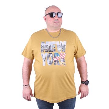 Moc Grande 23129 New York Büyük Beden Hardal Erkek T-shirt