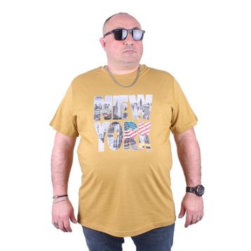 Moc Grande 23129 New York Büyük Beden Hardal Erkek T-shirt