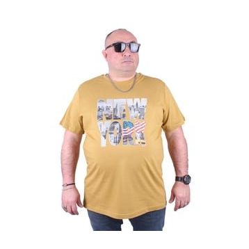 Moc Grande 23129 New York Büyük Beden Hardal Erkek T-shirt