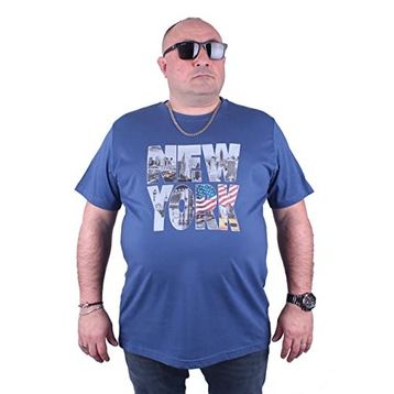 Moc Grande 23129 New York Büyük Beden İndigo Erkek T-shirt