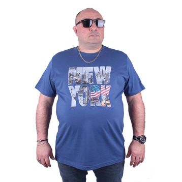 Moc Grande 23129 New York Büyük Beden İndigo Erkek T-shirt