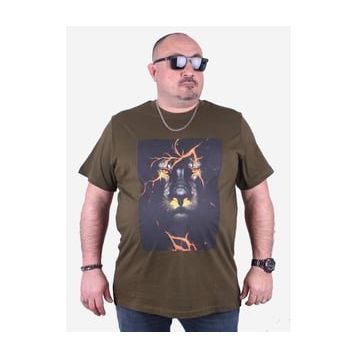 Moc Grande 23138 Baskılı Lion Askeri Yeşil Erkek T-shirt