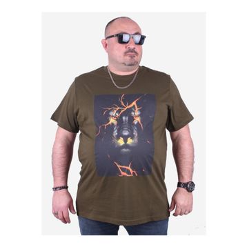 Moc Grande 23138 Baskılı Lion Askeri Yeşil Erkek T-shirt