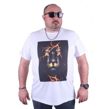 Moc Grande 23138 Lion Büyük Beden Beyaz Erkek T-shirt