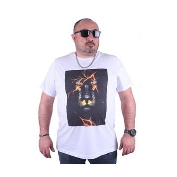 Moc Grande 23138 Lion Büyük Beden Beyaz Erkek T-shirt