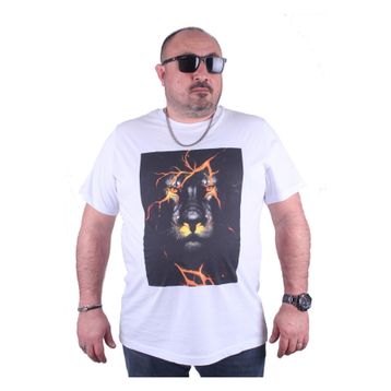 Moc Grande 23138 Lion Büyük Beden Beyaz Erkek T-shirt