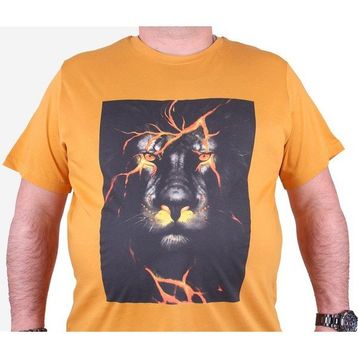 Moc Grande 23138 Lion Büyük Beden Hardal Erkek T-shirt