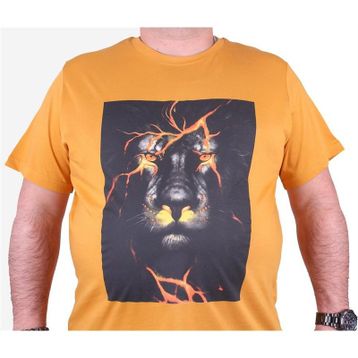 Moc Grande 23138 Lion Büyük Beden Hardal Erkek T-shirt