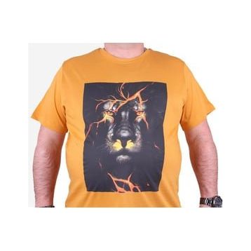 Moc Grande 23138 Lion Büyük Beden Hardal Erkek T-shirt
