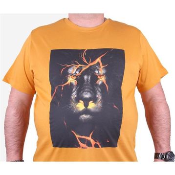 Moc Grande 23138 Lion Büyük Beden Hardal Erkek T-shirt