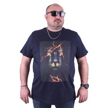 Moc Grande 23138 Lion Büyük Beden Lacivert Erkek T-shirt