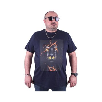 Moc Grande 23138 Lion Büyük Beden Lacivert Erkek T-shirt